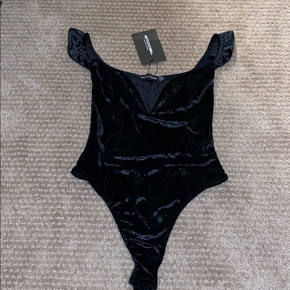 PrettyLittleThing Tops - Pretty Little Thing Black Velvet Bodysuit